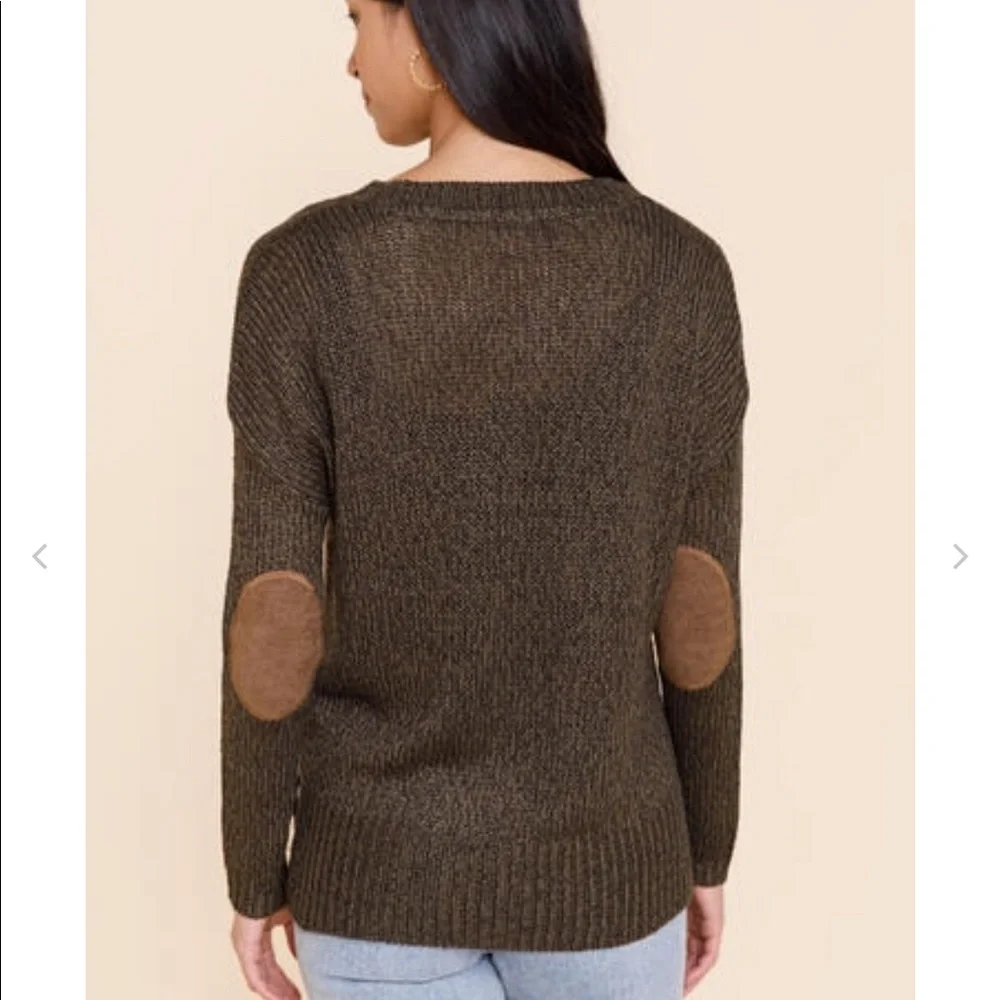 Olive elbow patch sweater - Picture 3 of 5